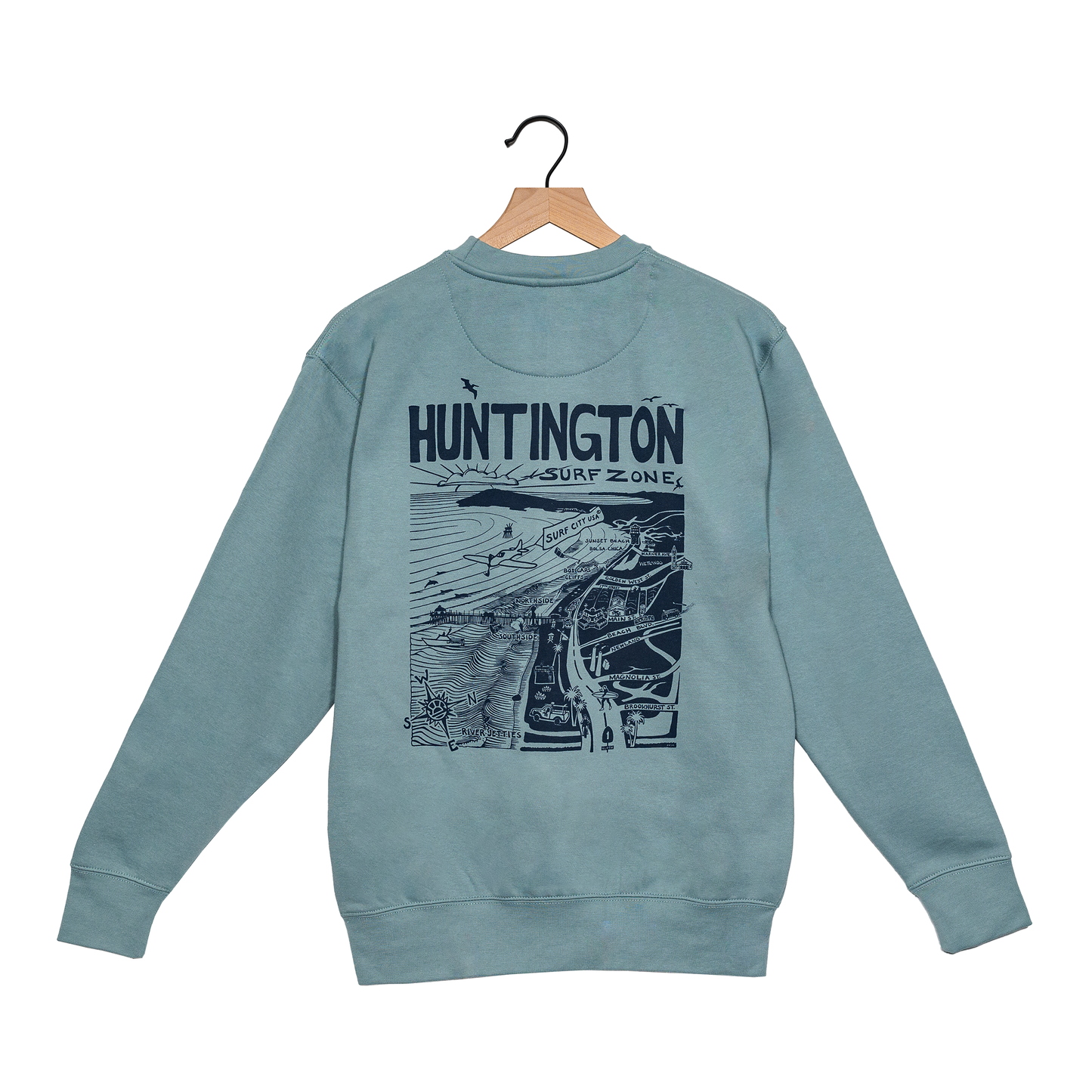 HB Surf Zone Map Sweatshirt - Agave