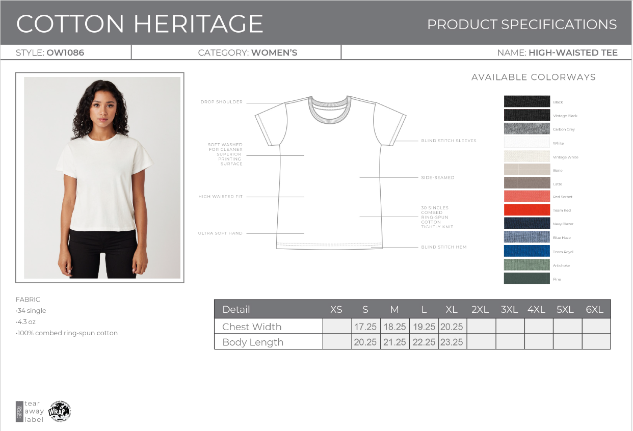 HB Surf Zone Map Women's High-Waisted Tee - Blue Haze