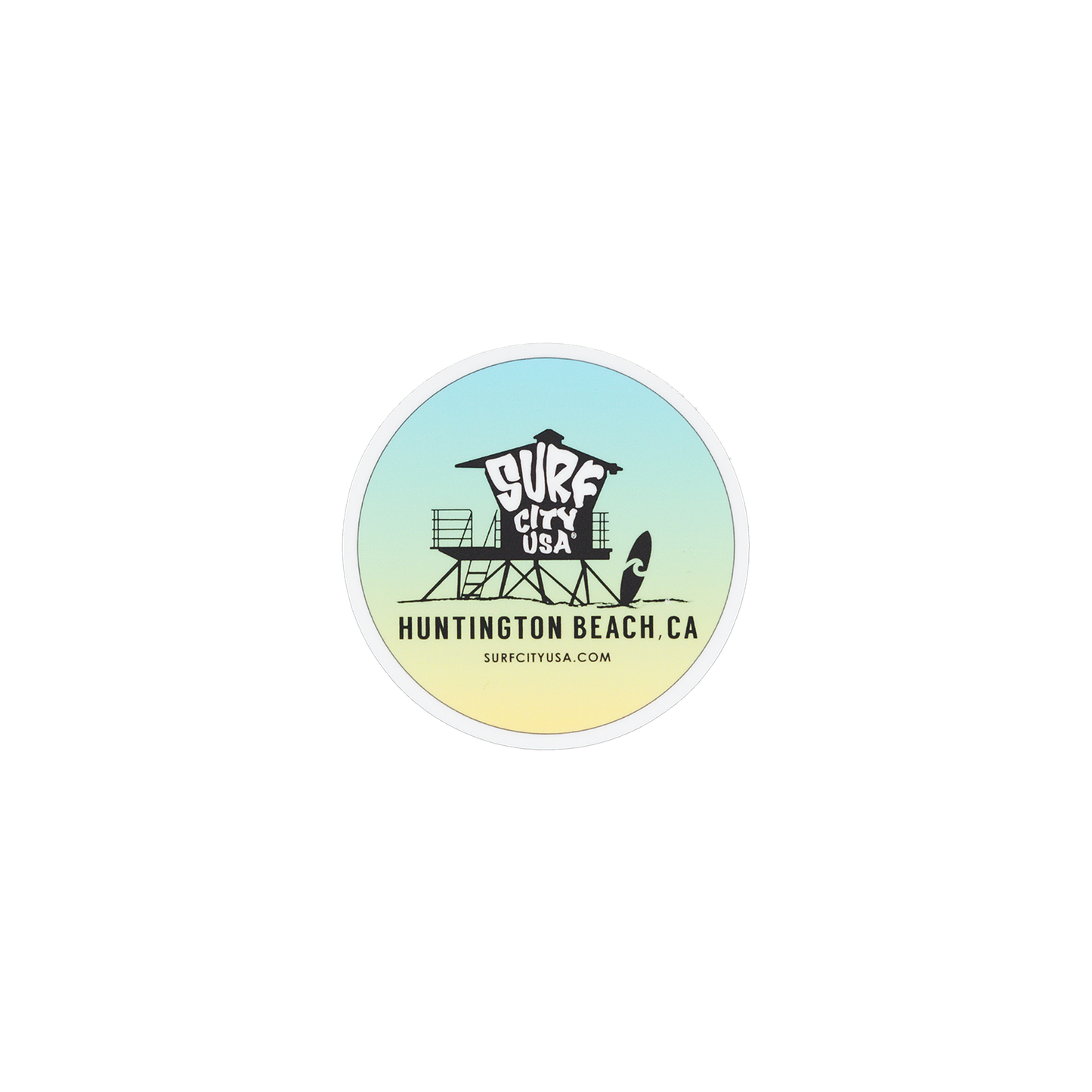 Surf City USA® Lifeguard Tower Sunset Sticker