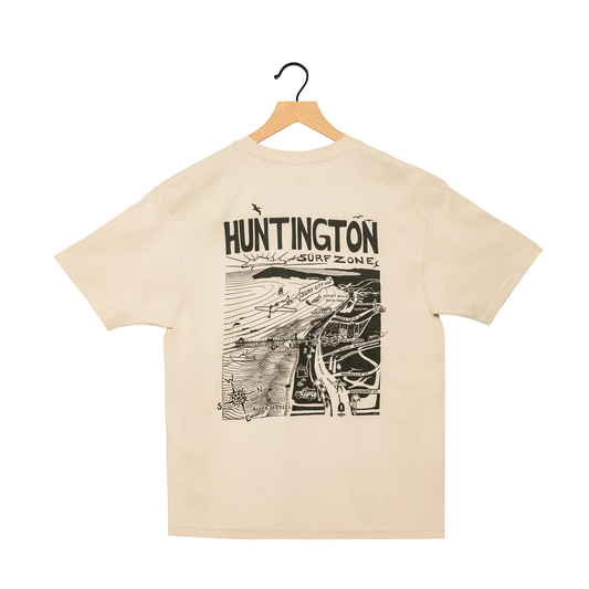 HB Surf Zone Map Men's Premium Tee - Bone