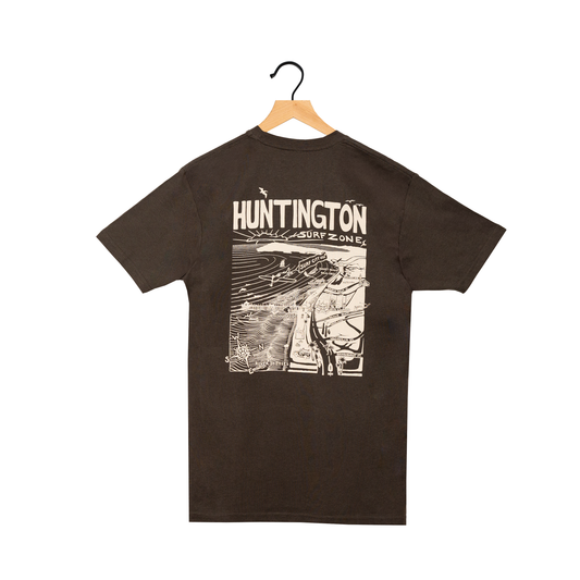 HB Surf Zone Map Men's Premium Tee - Vintage Black