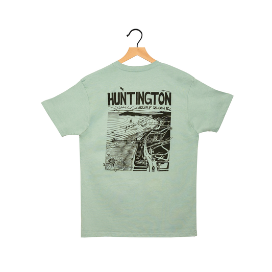 HB Surf Zone Map Men's Premium Tee - Seafoam