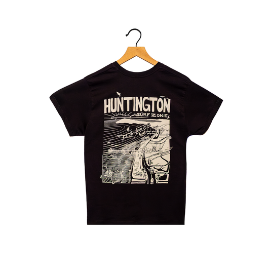 HB Surf Zone Map Women's Boyfriend Tee - Black