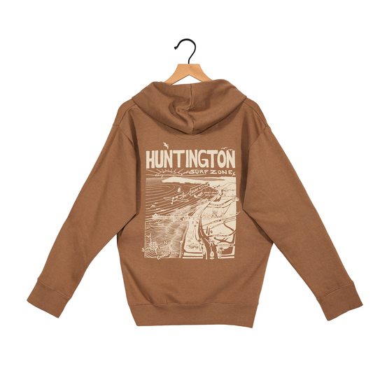 HB Surf Zone Map Lightweight Hoodie - Latte