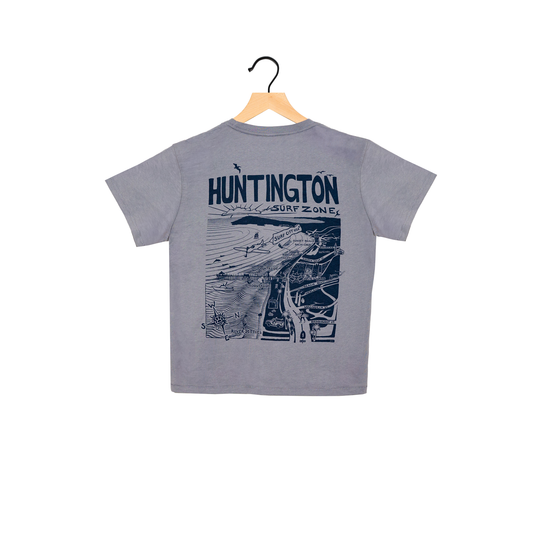 HB Surf Zone Map Women's High-Waisted Tee - Blue Haze